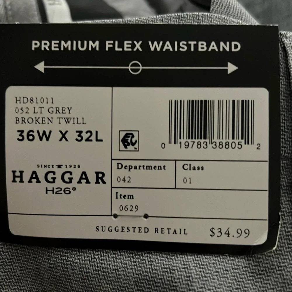 33.Haggar H26 Men's Premium Stretch Signature Slim Dress Pants - Light Gray